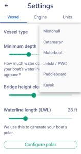 Enter your boat details during the app setup.