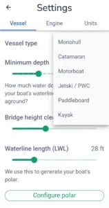 Enter your boat details during the app setup.