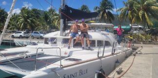 Our home for 10 days, Saint-Blue, a Lagoon 38. (Photo/ Marc Robic)