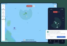 Navigation App Review: Savvy Navvy Savvy Navvy anchor alarm display.