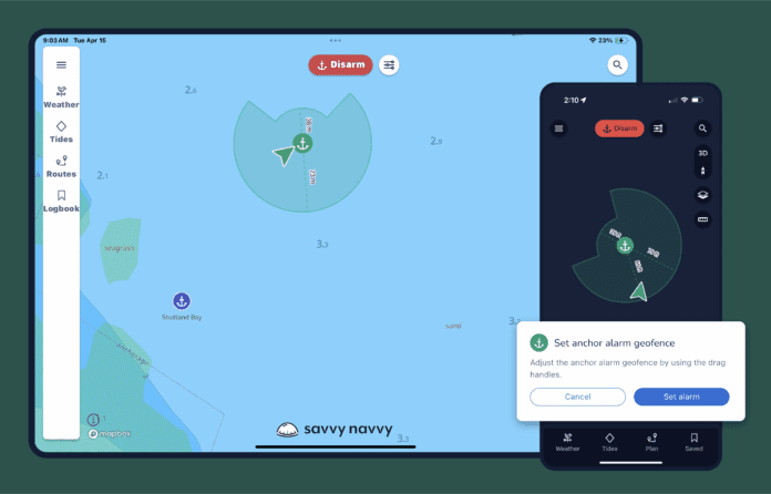 Savvy Navvy anchor alarm display.