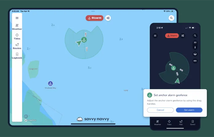 Savvy Navvy anchor alarm display.