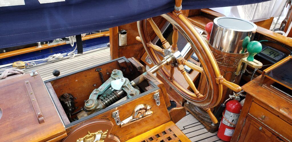 While modern navigation equipment is installed, most of the original systems are still in use. For example, there are no winches onboard, it is all people powered. (Photo/ Marc Robic)