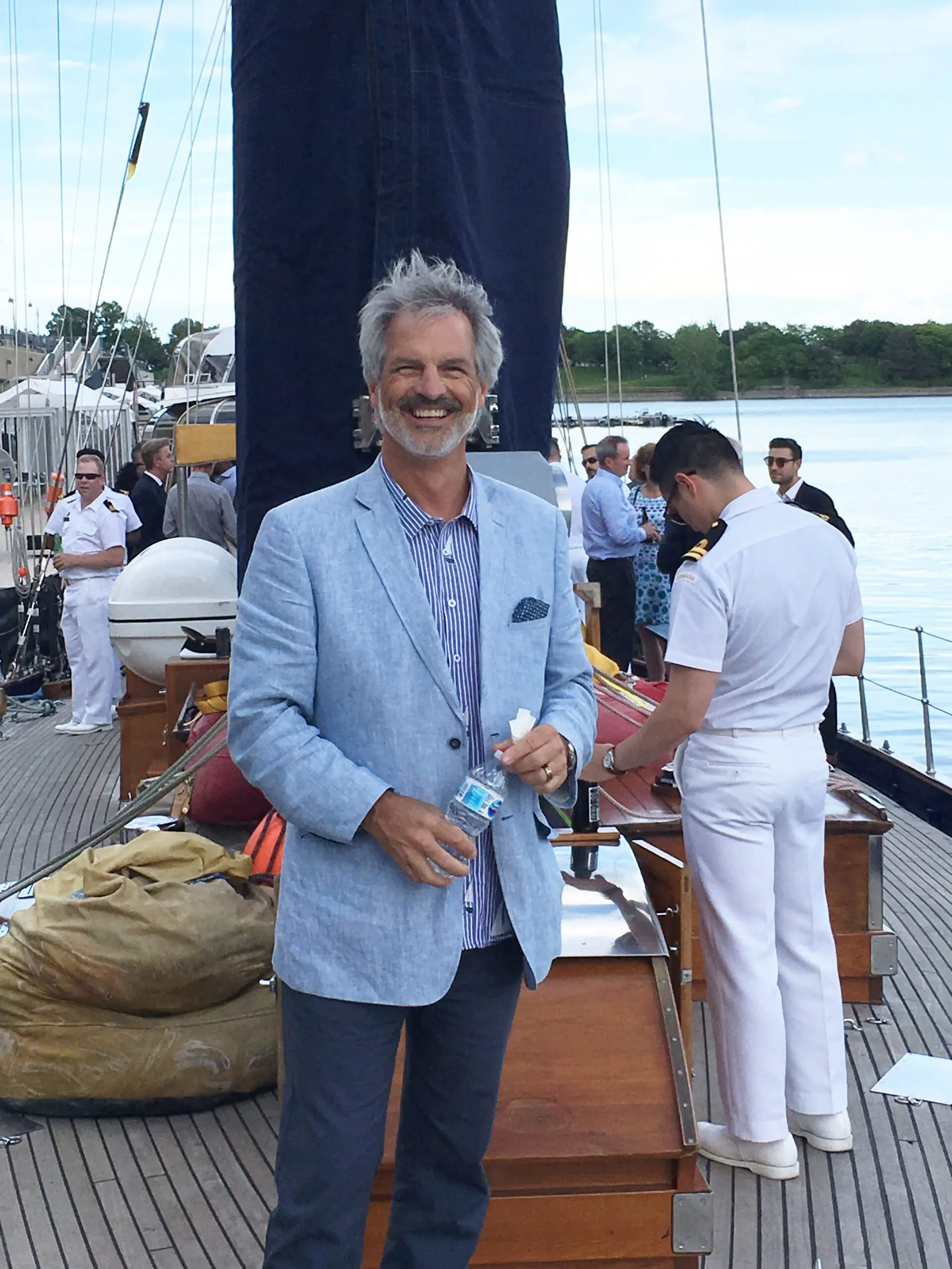 The author while onboard Oriole to celebrate her visit to Montreal in 2019. (Photo/ Marc Robic)