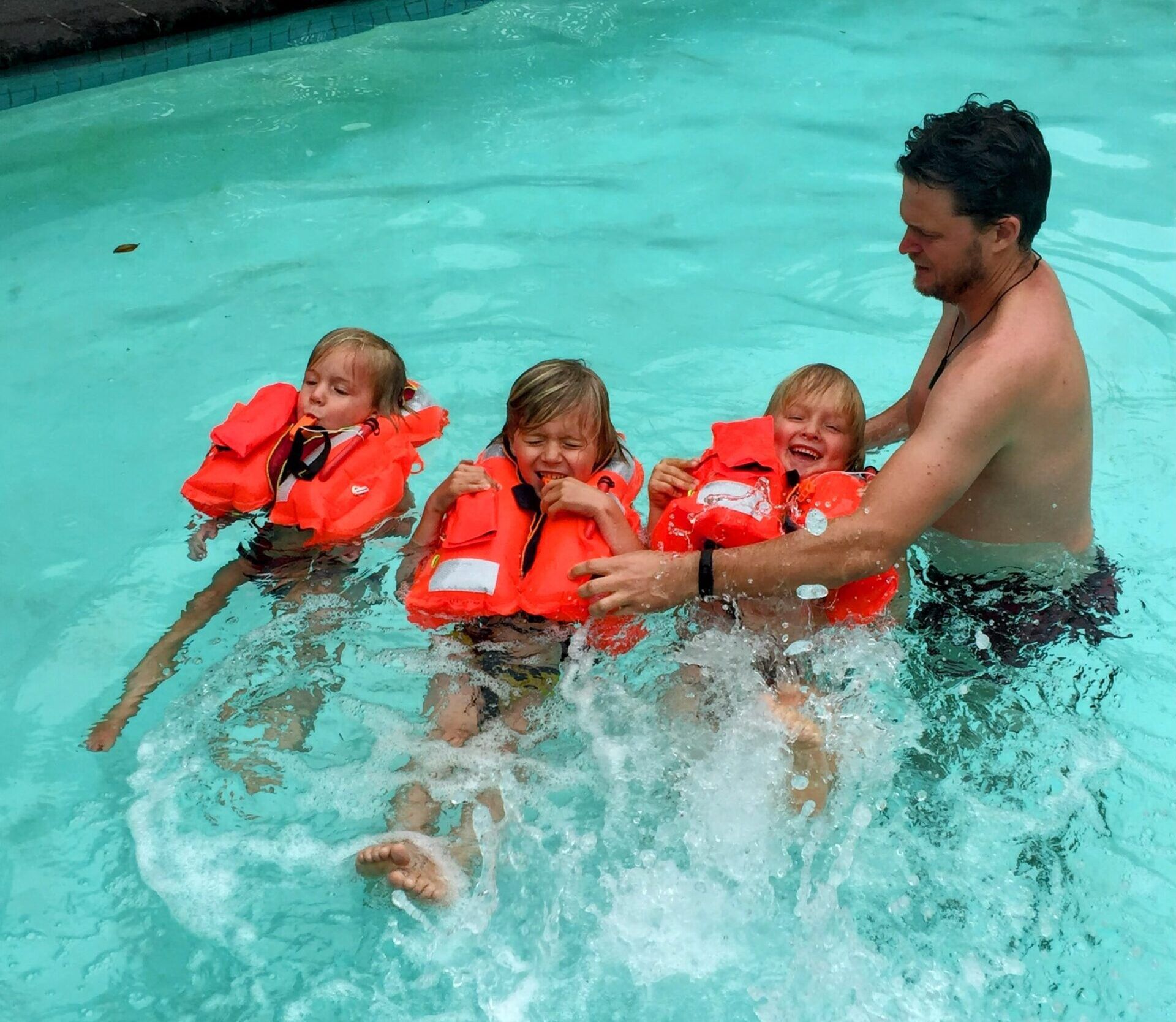 Training the boys how to use their lifejackets. (Photo/ Carolyn Powles)
