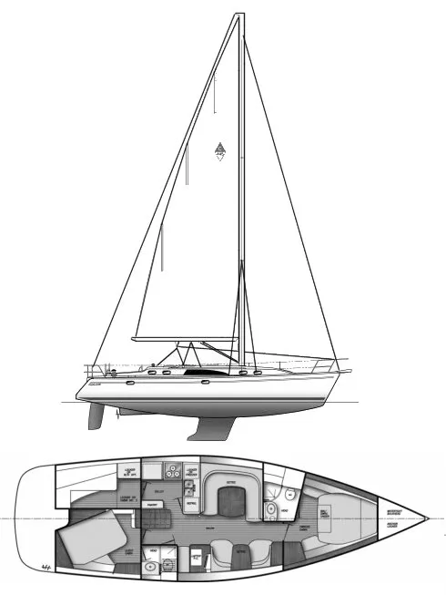 Catalina 445. Drawing courtesy of SailboatData.com