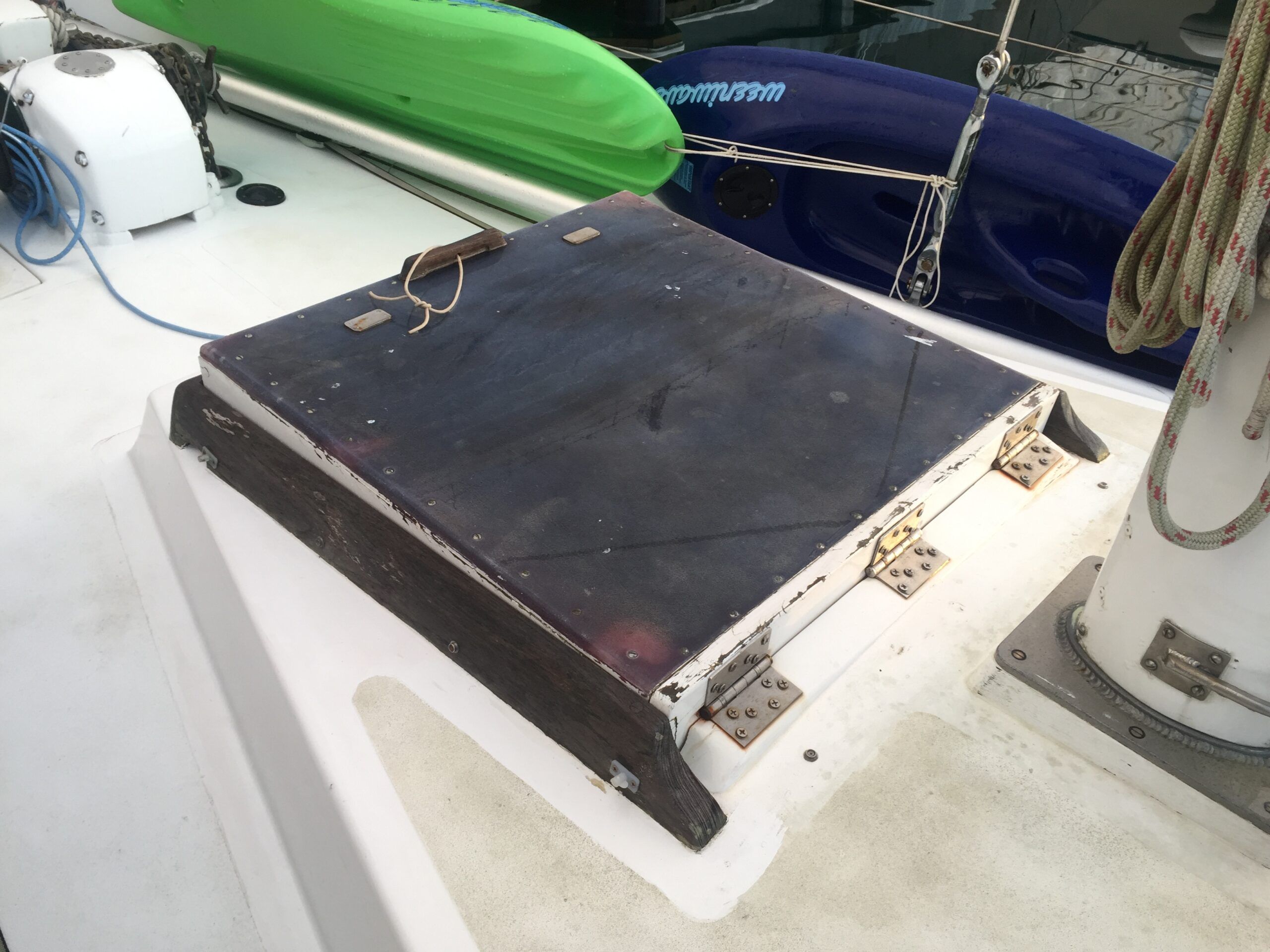 The old, heavy and dangerous wood hatch. (Photo/ Carolyn Powles)