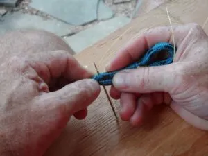 Starting up the reverse side of the round stitch splice/ (Photo/ Drew Frye)