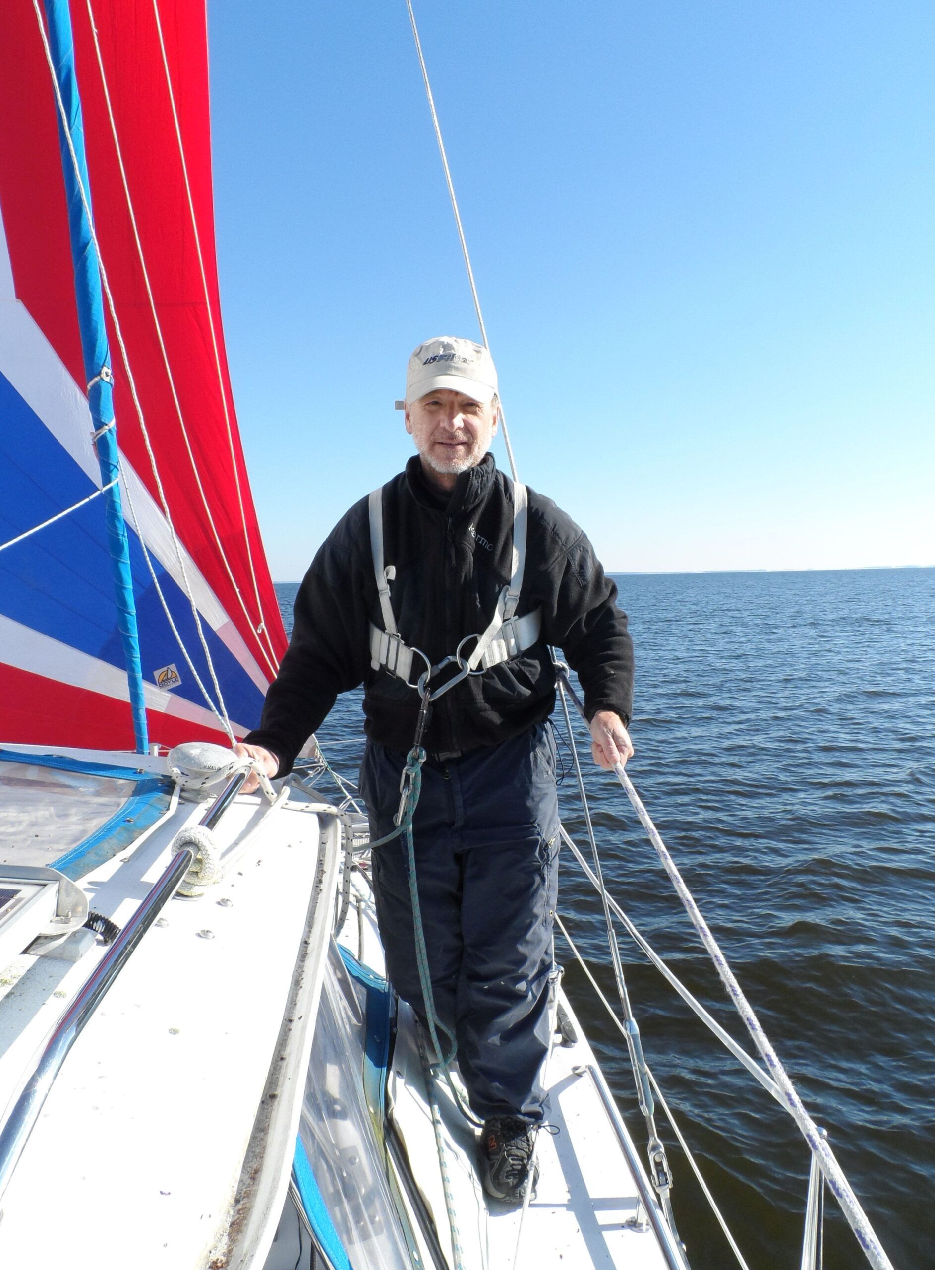 high lifelines and a good cabin-top handhold improve side deck security. (Photo/ Drew Frye)