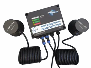 Sonihull explains their anti-fouling tech: "The ultrasound produces a pattern of increasing and decreasing pressure on the surface of the material. In a process called non-inertial cavitation, microscopic bubbles are created during the reduced pressure cycle and are imploded as the pressure increases. The microscopic agitation has a cleansing effect which destroys surface algae." (Image source: Sonihull)