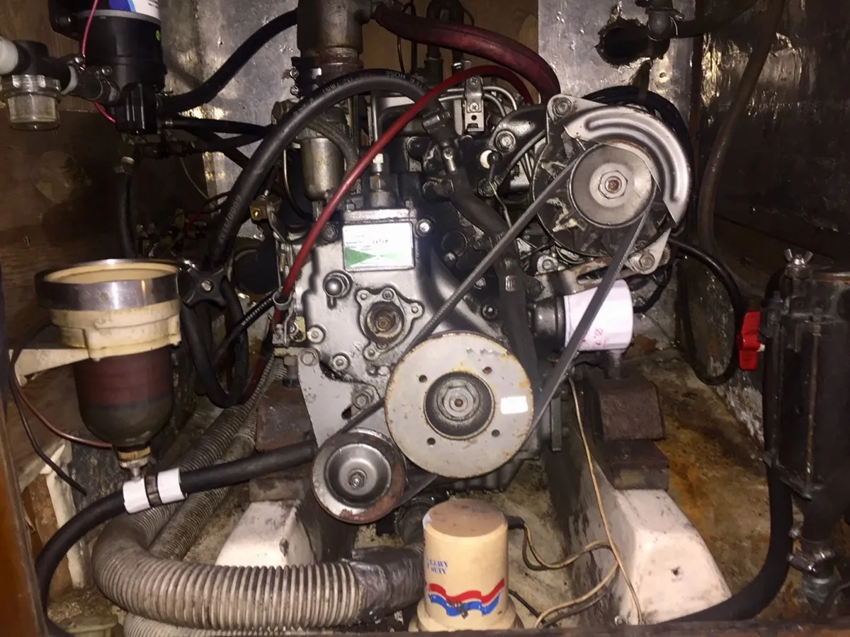 Most surveyed PY26 owners have upgraded from the standard outboard propulsion to an 8-hp Yanmar diesel like this 2GM model, though many report wishing they had opted for 12 horsepower instead. While the inboard installation provides convenience, owners note the engine can be loud and somewhat underpowered, managing 5.5 knots in calm conditions but slowing to 3-4 knots in choppy seas. Courtesy of Yatco.com