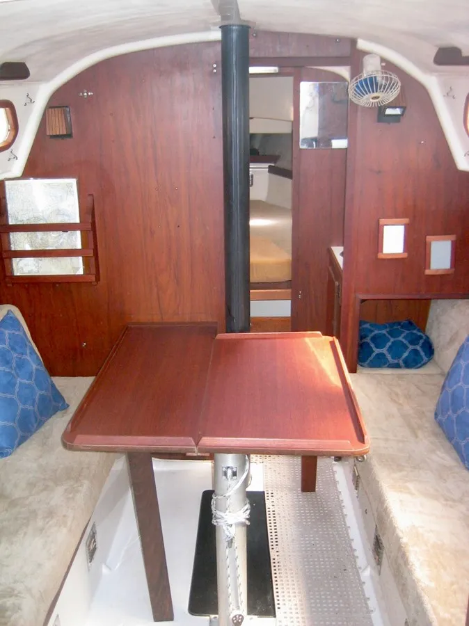 The PY26 has remarkable interior space utilization for a 26-footer, with full 6-ft. 1-in. headroom that was exceptional for its era. The layout includes a V-berth, a proper head, comfortable saloon seating and a functional galley—everything needed for extended family cruising. Courtesy of Yatco.com