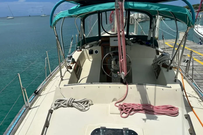 1980-irwin-37-center-cockpit-sail-9375754-20240502111912608-1_XLARGE The Irwin 37's well-planned deck layout features a practical cockpit with easy access below and comfortable seating for four adults. Courtesy of YachtWorld.com