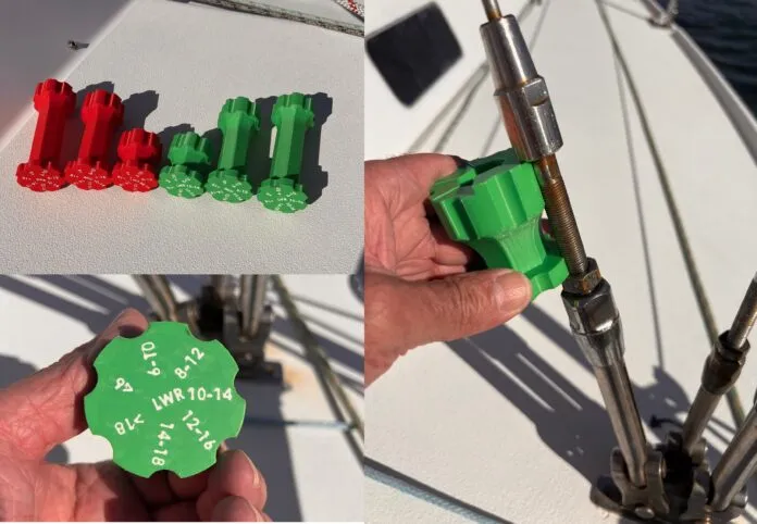 3D-printed rig tuning gauges. (Photo/ Charlie Garrad)