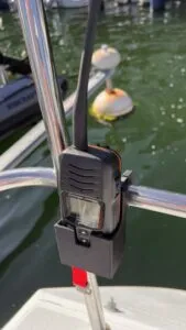 3D printed stern rail VHF holder. (Photo/ Charlie Garrad)