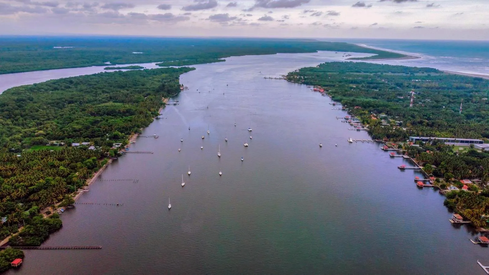 Overview of Bahia del Sol, including the entrance channel in the distance, marina and mooring field. (Photo/ Pamela Bendall)