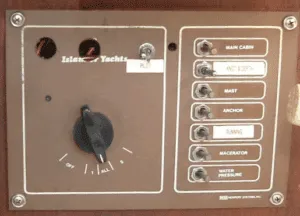 The original electrical control panel from Islander Yachts in 1978. (Photo/ Bert Vermeer)