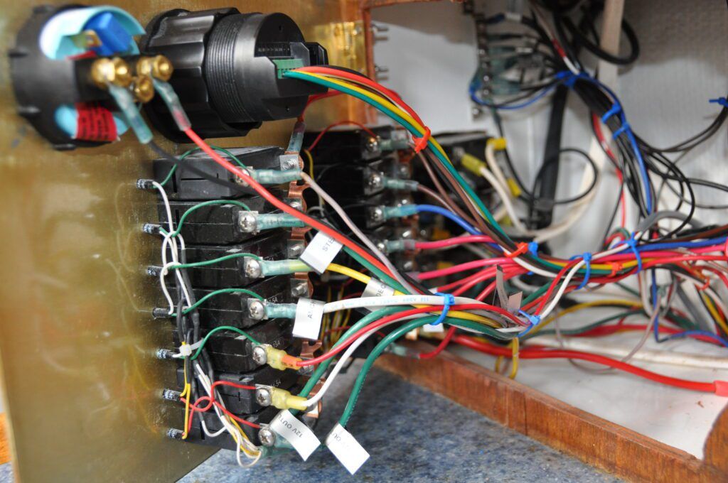 The wiring behind the install is now properly connected and labeled, in contrast to the rat's nest encountered after purchasing the boat. (Photo/ Bert Vermeer)