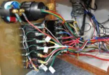 DIY Electrical Panel Replacement The wiring behind the install is now properly connected and labeled, in contrast to the rat's nest encountered after purchasing the boat. (Photo/ Bert Vermeer)