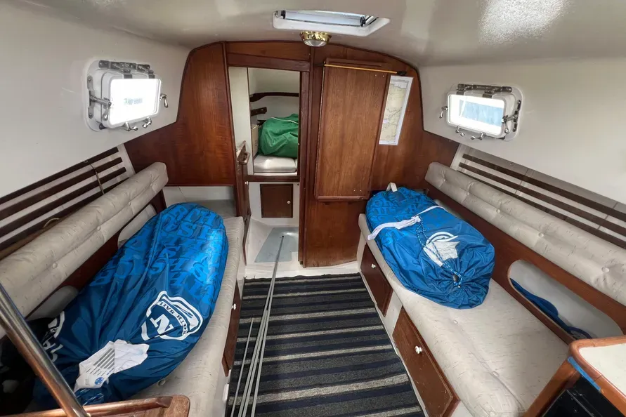 The eight opening ports and two hatches ensure excellent ventilation at anchor for a boat in this class. Courtesy of BoatTrader.com