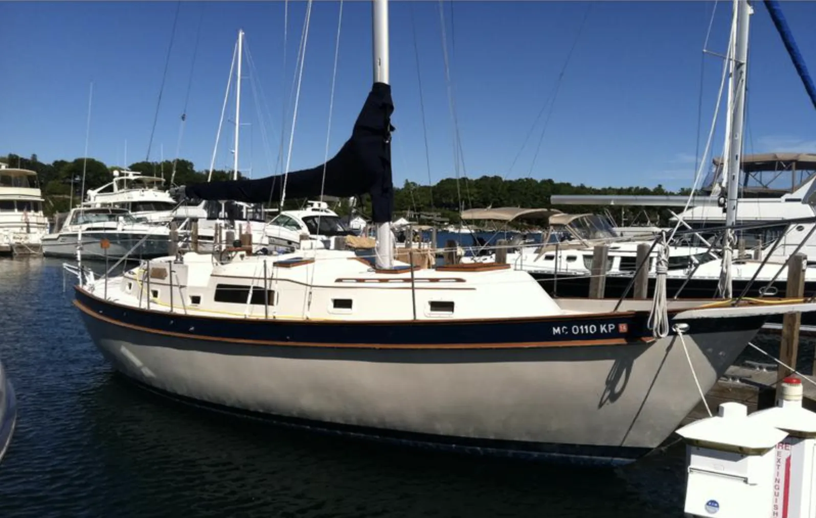 The Irwin 37's practical lines showcase her spacious beam and generous freeboard, which creates the interior volume that makes her popular with families who need the extra space. Courtesy of SailboatListings.com