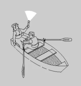 Vessel under oars. Same for International. (Image source: USCG Navigation Rules)