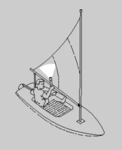 Sailing vessel underway—less than 7 meters in length. Same for Inland. (Image source: USCG Navigation Rules)