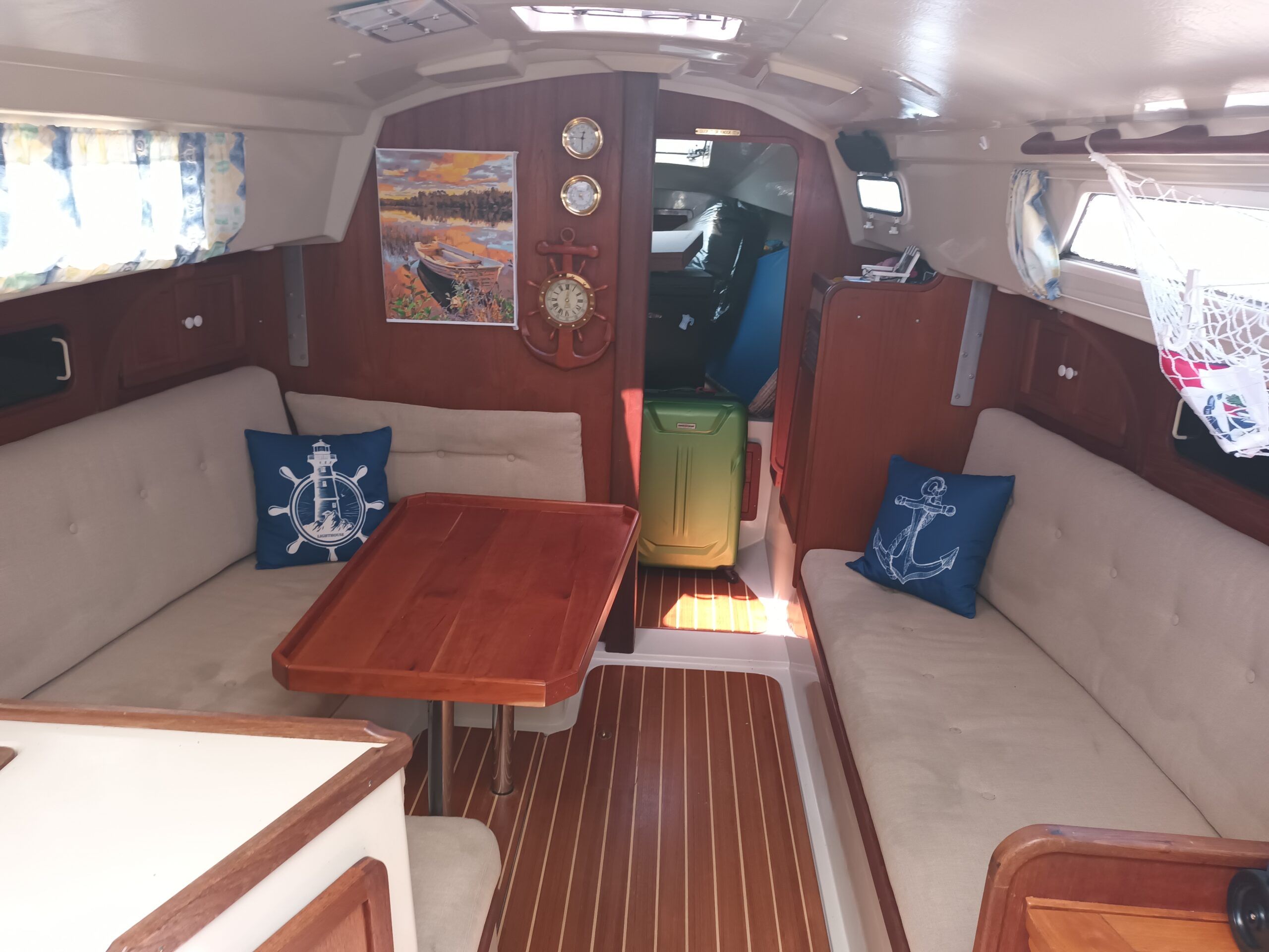 The nicely decorated cabin is bright and spacious. The opening hatches and port windows allow a refreshing cross breeze. (Photo/ Ray Ville)