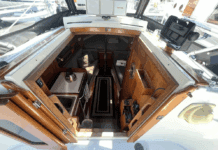 Dana 24 Used Boat Review Despite her compact size, the Dana 24 offers genuine 6-ft. headroom in the saloon and sleeping space for two 6-ft. 2-in. adults in the V-berth. Hand-rubbed oiled teak surfaces, bronze ports, and the absence of a forward bulkhead creates surprising spaciousness. Courtesy of Yachtworld.com