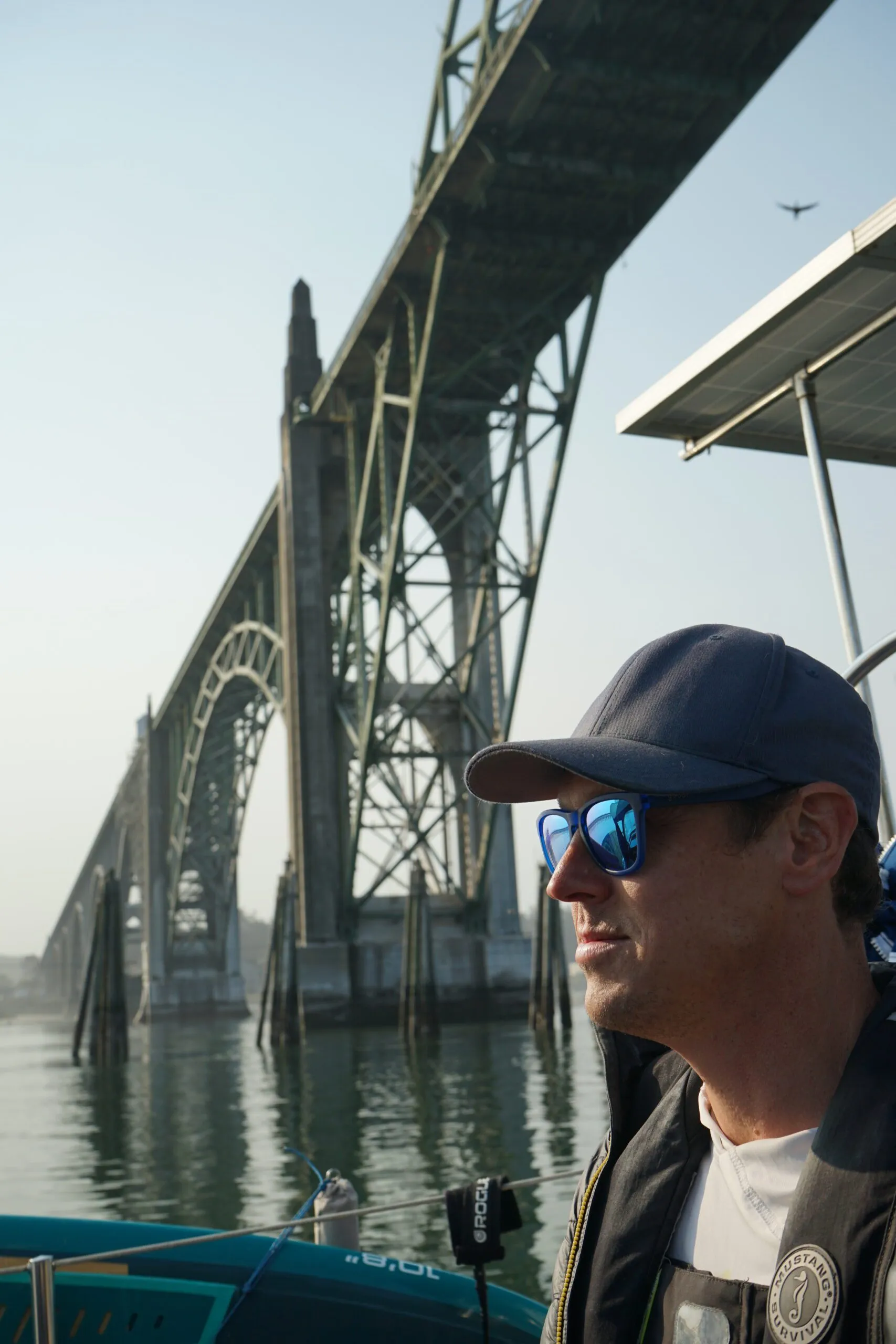 Mark helming into Newport Oregon. (Photo/ Jaclyn Jeffrey)