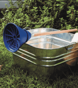 Bucket and plunger method for doing laundry.