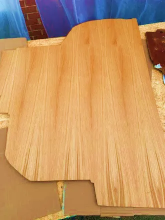 The new bulkhead cut out of marine grade plywood, ready for install. (Photo/ Steve Milan)