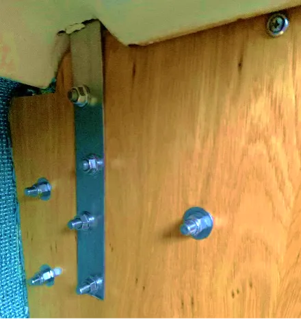 New bulkhead installed with chainplate bolts. (Photo/ Steve Milan)