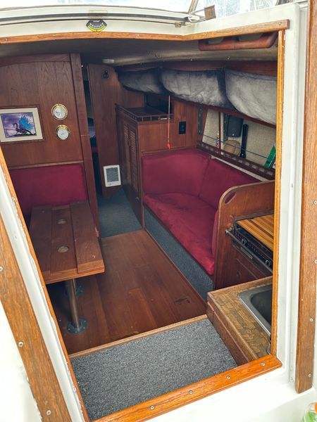 The interior layout was the 9.2's strongest selling point. The layout maximizes usable space below without significantly enlarging the hull, though the V-berth is a bit short for taller crews. Photo courtesy of Boats.com