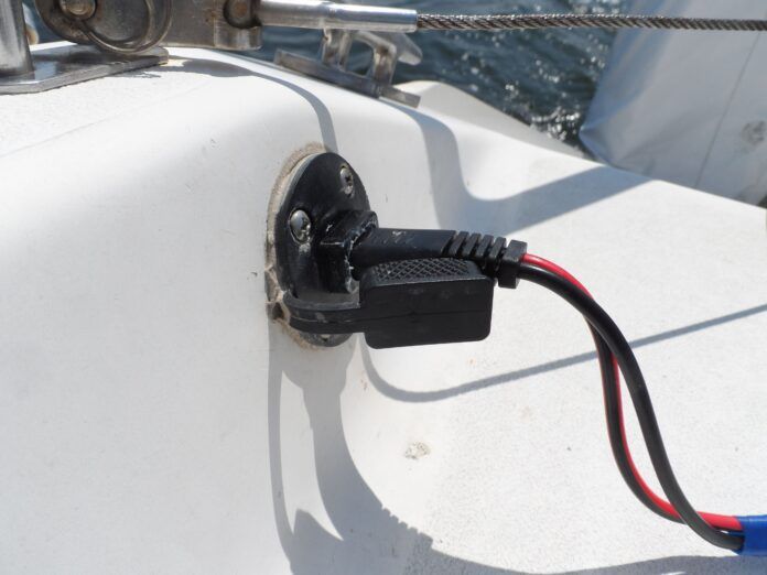 SAE 2-pin conector for autohelm. The Muyimu broke, so this is now my favorite. (Photo/ Drew Frye)