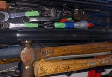 Color-coded tools. Red tools are used for the fuel system, blue for alternator, yellow for rigging, and so on. If a tool has several applications then it will have all the colors for each system. (Photo/ Pamela Bendall)