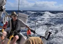 Maui to Vic: A First Ocean Crossing Experience Skipper Chris Read at the helm, going to weather just north of Maui. (Photo/ Bert Vermeer)