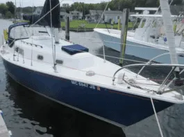 The Bill Shaw-designed Pearson 30 is a masthead sloop that entered production in 1971. The design became popular as both a family cruiser and performance daysailer. Courtesy of YachtWorld.com