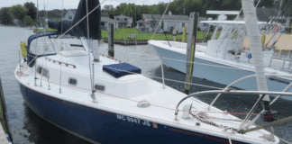 The Bill Shaw-designed Pearson 30 is a masthead sloop that entered production in 1971. The design became popular as both a family cruiser and performance daysailer. Courtesy of YachtWorld.com