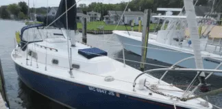 The Bill Shaw-designed Pearson 30 is a masthead sloop that entered production in 1971. The design became popular as both a family cruiser and performance daysailer. Courtesy of YachtWorld.com