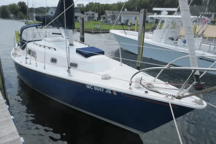 The Bill Shaw-designed Pearson 30 is a masthead sloop that entered production in 1971. The design became popular as both a family cruiser and performance daysailer. Courtesy of YachtWorld.com