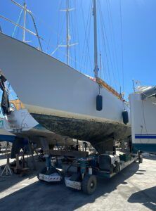 Hauled out at Cabrales boatyard. (Photo/ Jaclyn Jeffrey)