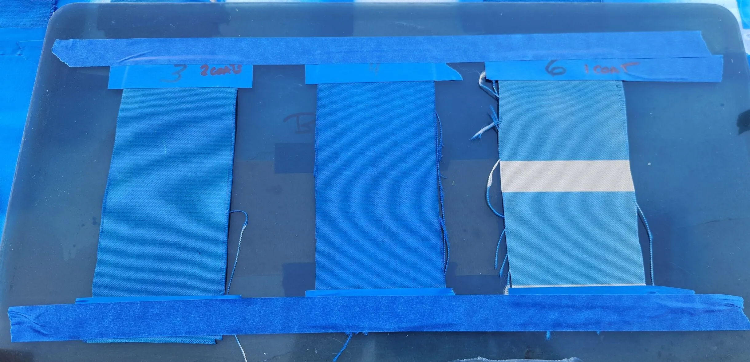 Three samples selected to be left outside to the elements for two months. (Photo/ Marc Robic)