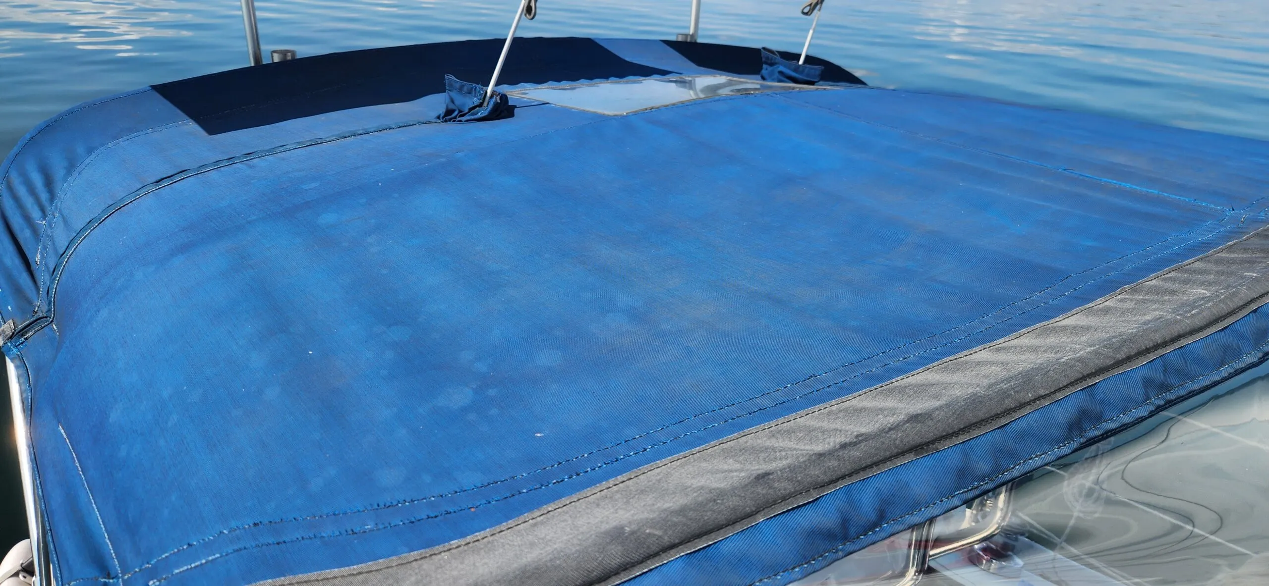 The bottom bimini is also showing cosmetic wear, however it does not impact performance. Unless you are in a boat beauty pageant. (Photo/ Marc Robic)