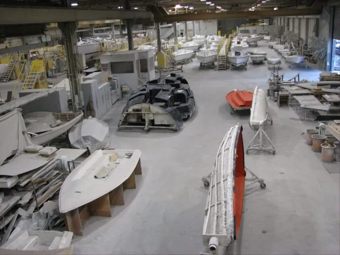 Inside Catalina Yachts’ factory in Largo, FL, in 2007. (Photo/ Catalina 36/375 International Association)