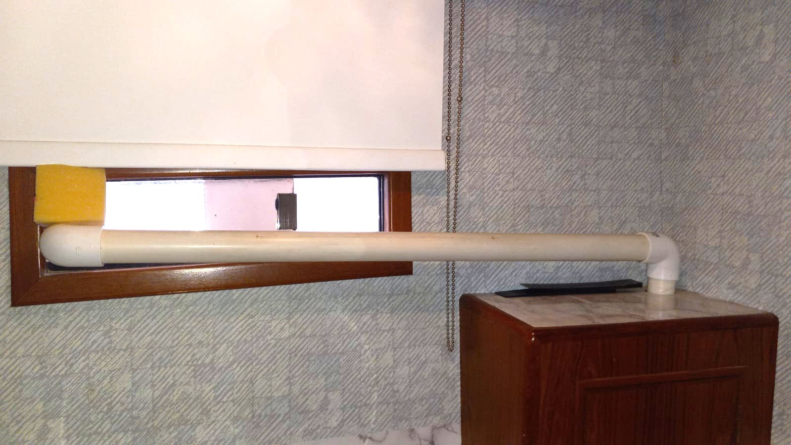 PVC piping for fan. (Photo/ Pamela Bendall)