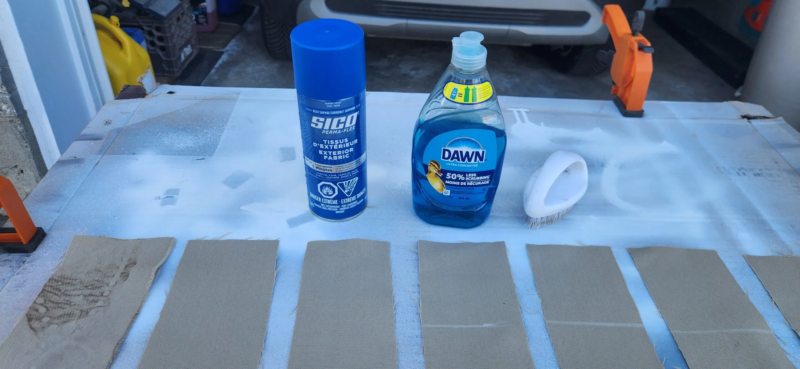 Preparation included cleaning the fabric with Dawn soap, a soft bristle brush and a thorough fresh water rinsing then time to dry. (Photo/ Marc Robic)