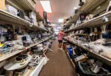 The author's 13-year-old Garmin GMR 18 HD radar served faithfully before failing early in the New England boating season, prompting a search through the secondhand marine electronics market for a compatible replacement. These are the stocked aisles at Marine Consignment of Wickford, Rhode Island. (Photo/ Todd Vorenkamp)
