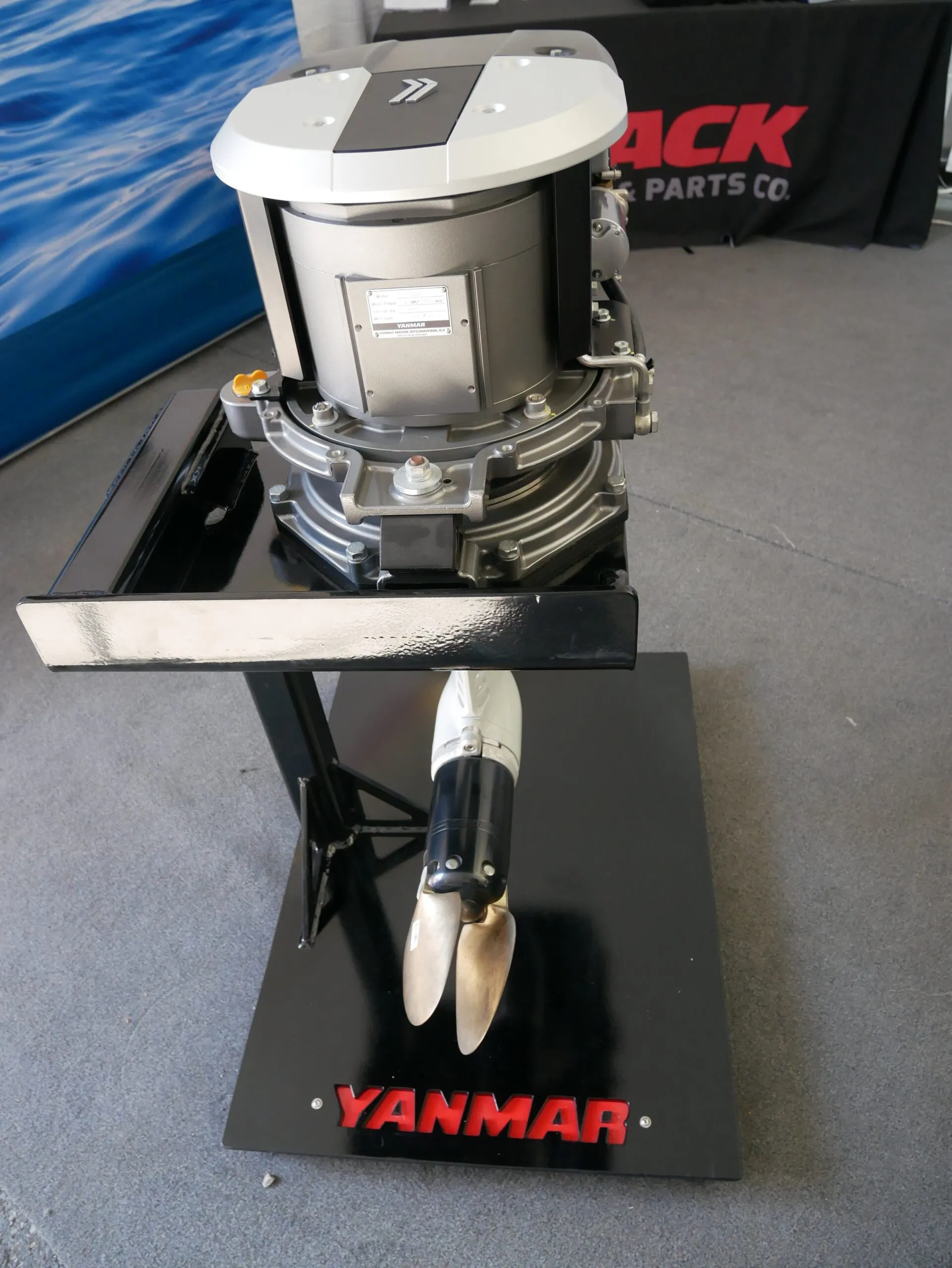 Yanmar’s SDe Electric Saildrive line includes 7 kW, 10 kW and 15 kW models. Spokespeople at the Annapolis show said the vendor is developing a complete hybrid system that will soon be available to boatbuilders. (Photo/ Doug Henschen)