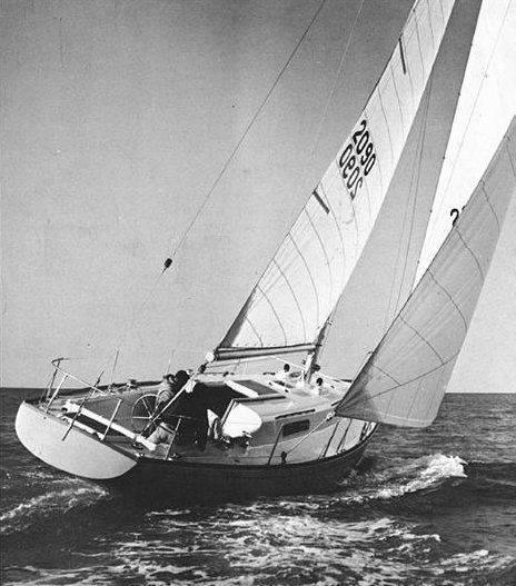 Under sail in moderate conditions, the Morgan 41 shows off her balanced helm and nimble handling that made her a successful CCA-era cruiser-racer. With a 150-percent genoa and masthead sloop rig providing 774 square feet of sail area, owners report regularly achieving double-digit speeds while reaching and easily tacking through 90 degrees with the centerboard partially extended. Image courtesy of SailboatData.com